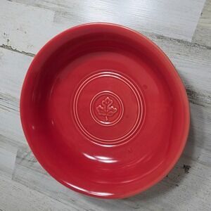 Vintage Eurosecla Portugal Red Ceramic Serving Bowl11" Embossed Leaf Majolica EX